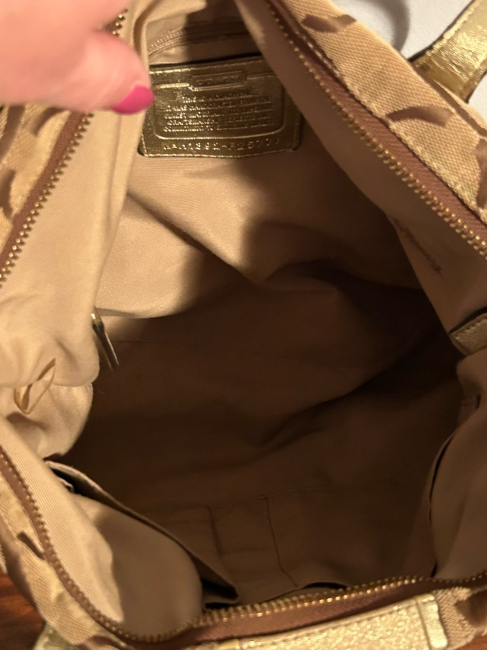 Coach Signature Stripe Bag in Brown/Gold - Picture 11 of 12